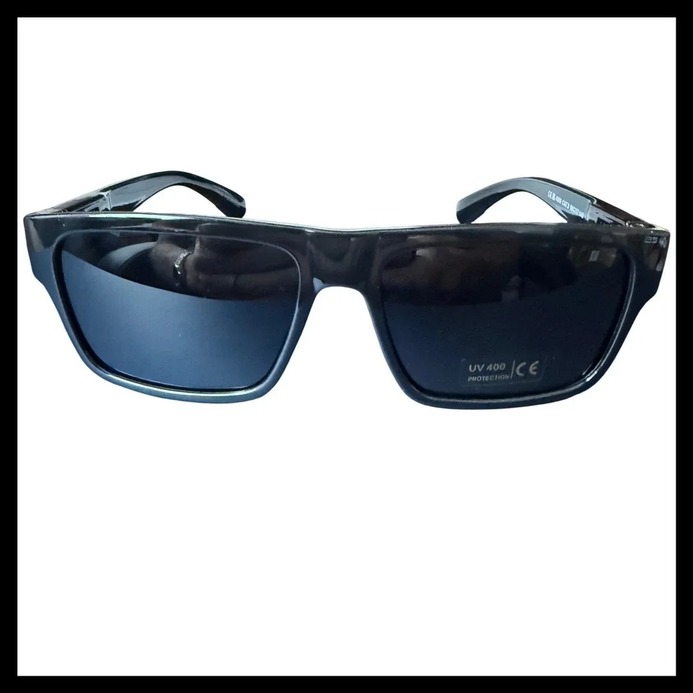 NWOT‎ Black Square Polarized Sunglasses UV400 Protection Rectangular Frames
